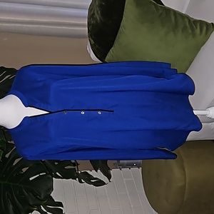 Calvin Klein Long Sleeve Dress Blouse XL EUC Royal Blue with Black